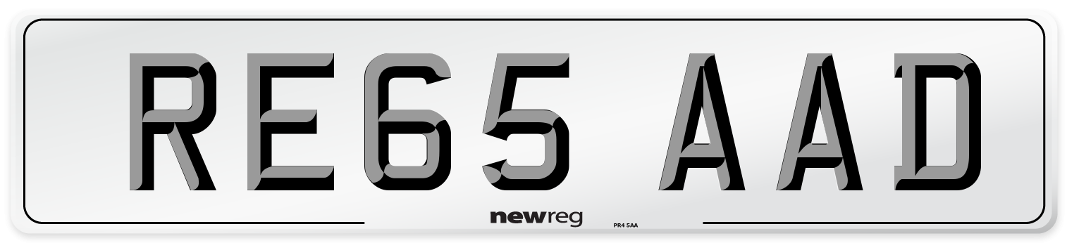 RE65 AAD Number Plate from New Reg